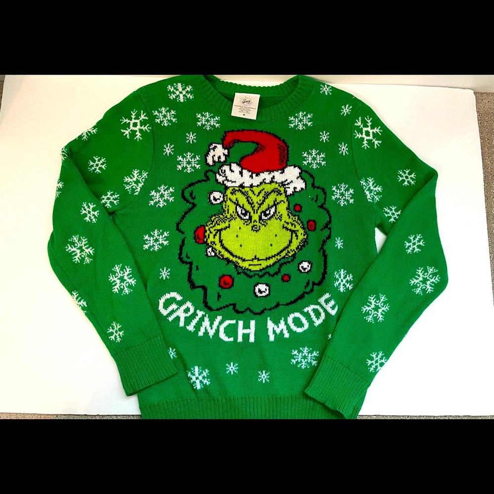 Grinch Mode kids sweater. Christmas in July?
